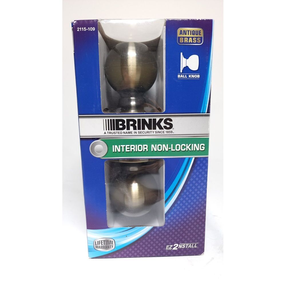 New Brinks Door Knob 2115-109 Interior Ball Style Hall Closet Antique Brass